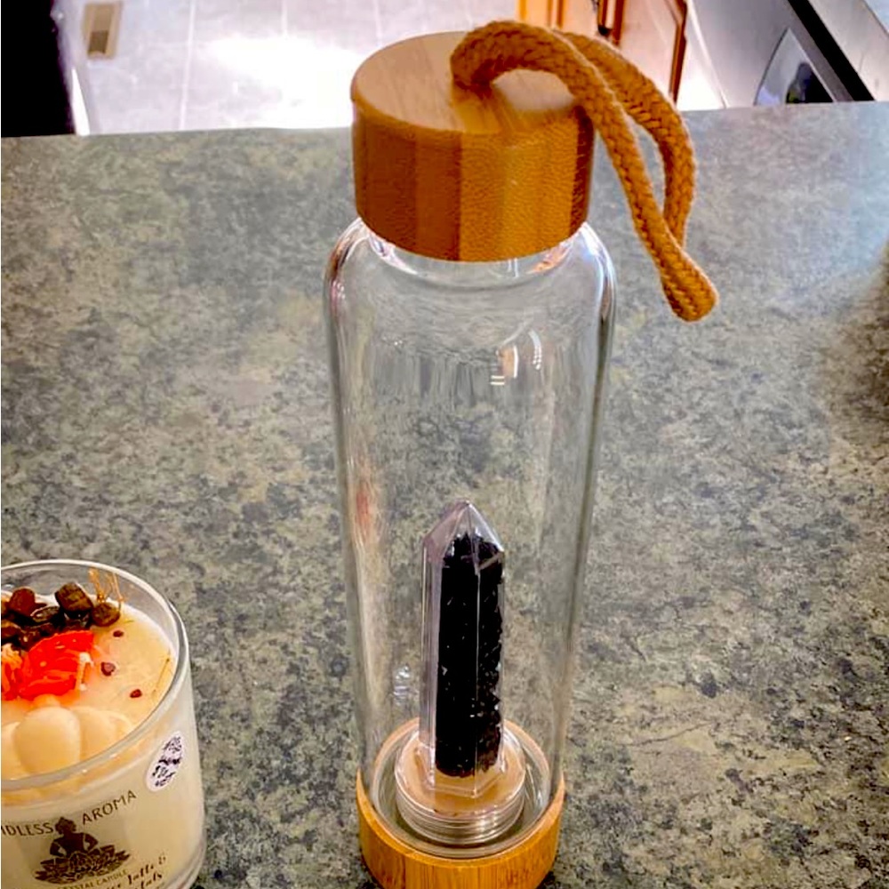 Crystal water bottle.